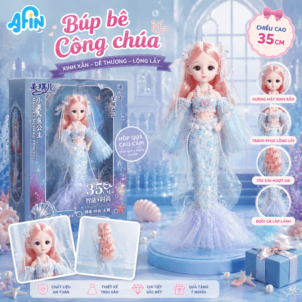Bộ Đồ Chơi Búp Bê Nàng Tiên Cá