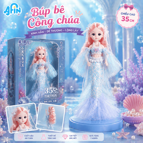 Bộ Đồ Chơi Búp Bê Nàng Tiên Cá
